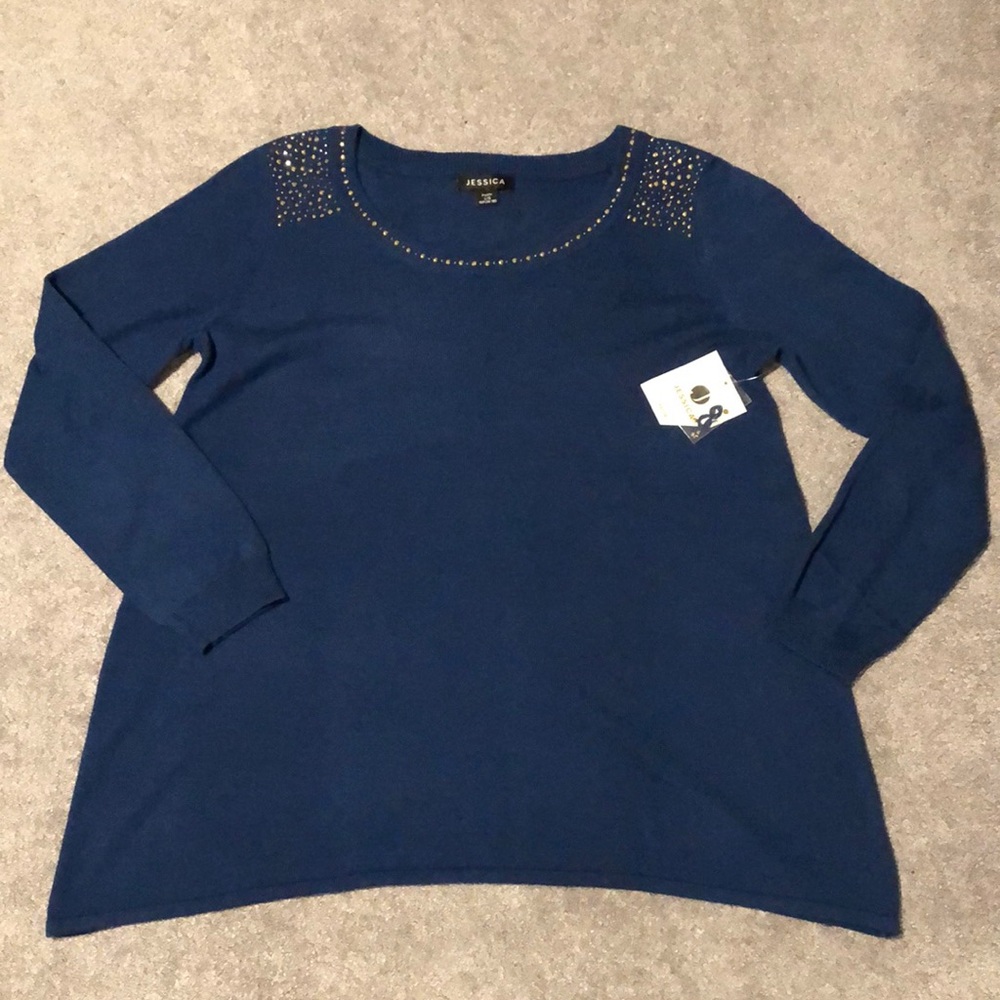 NWT Jessica Blue Long-Sleeve Top (Petite)